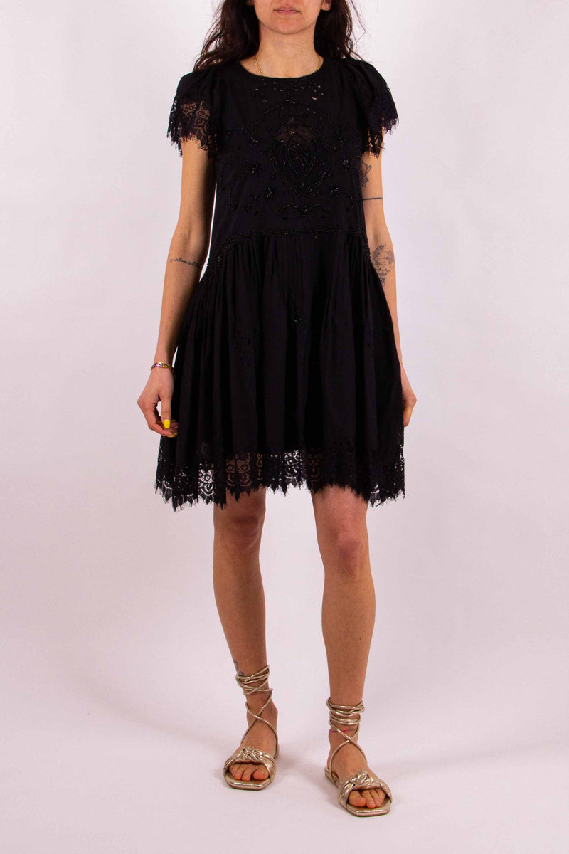 Valenciennes Vestito Twin Set Pizzo Nero Twin Set Top Abito Nero