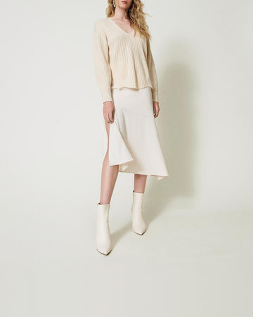 TWIN SET Maglia in lana e cashmere a costine