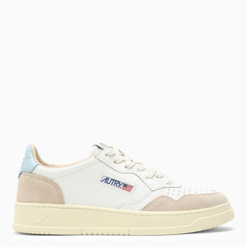 AUTRY Sneakers Medalist Low In Pelle Bianca e Celeste e Suede Beige