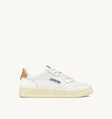 AUTRY Sneakers Medalist Low In Pelle Bianca e Sabbia
