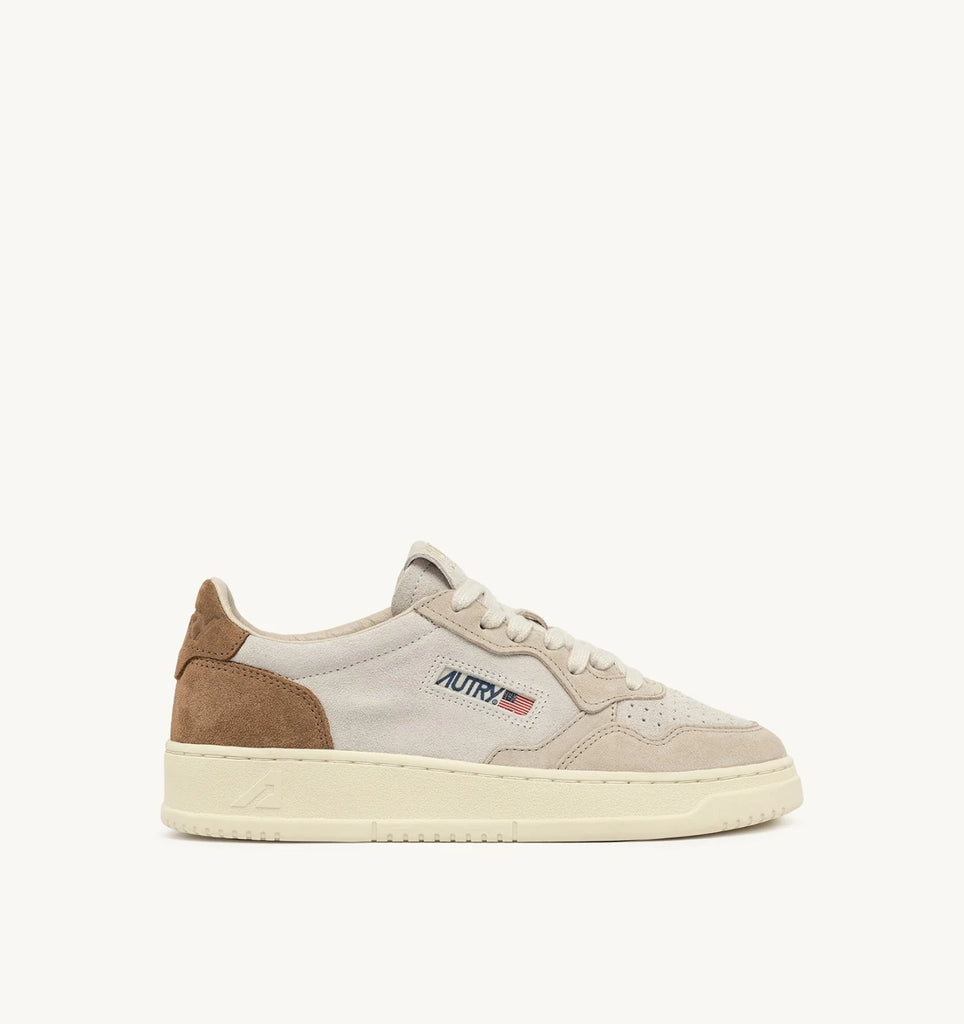 AUTRY Sneakers Medalist Low In Suede Grigio Sand E Cigar