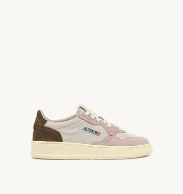 AUTRY Sneakers Medalist Low In Suede Grigio Rosa e Marrone