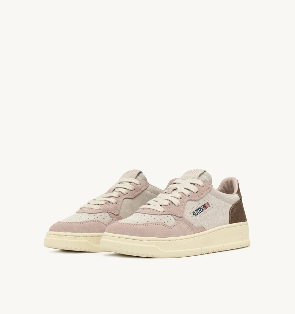AUTRY Sneakers Medalist Low In Suede Grigio Rosa e Marrone