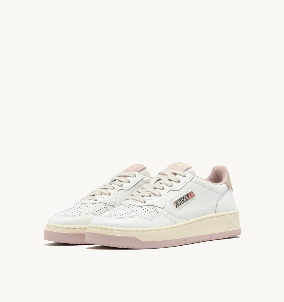 AUTRY Sneakers Medalist Low Virgin/Sponge Bianco e Rosa