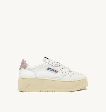 AUTRY Sneakers Medalist Platform In Pelle Bianca e Rosa