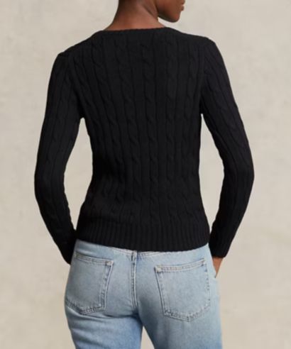 POLO RALPH LAUREN Maglia in cotone a trecce con scollo a V