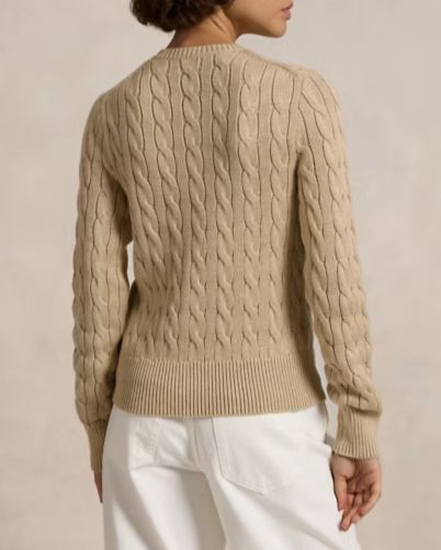 POLO RALPH LAUREN Cardigan a girocollo in cotone a trecce