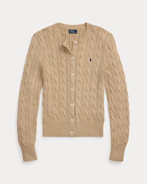 POLO RALPH LAUREN Cardigan a girocollo in cotone a trecce