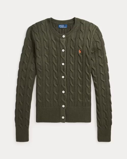 POLO RALPH LAUREN Cardigan a girocollo in cotone a trecce