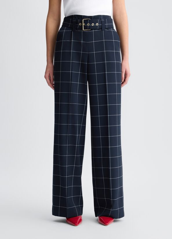 LIU JO Pantaloni check a vita alta
