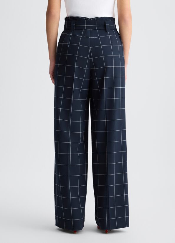 LIU JO Pantaloni check a vita alta