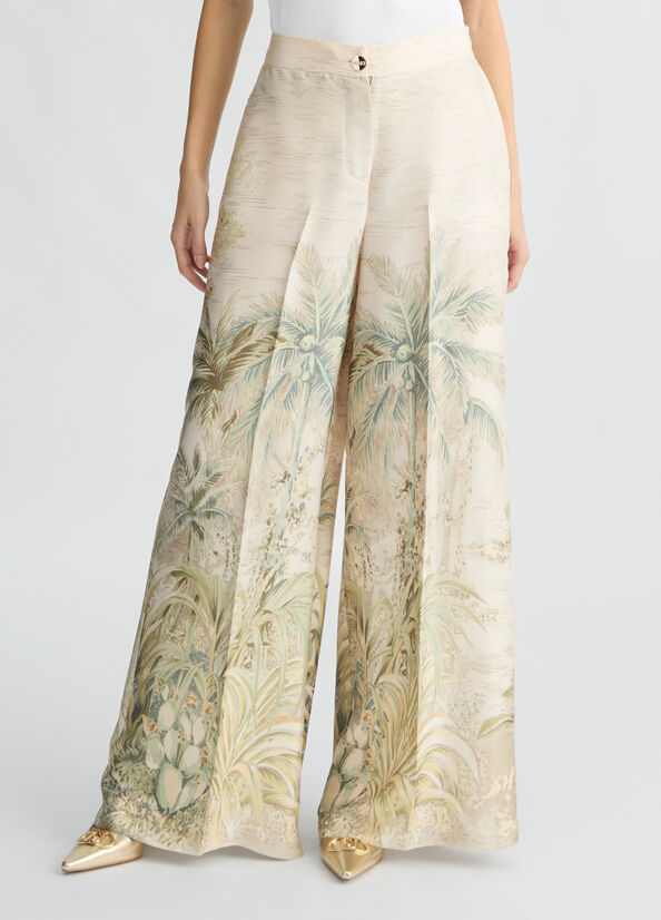 LIU JO Pantaloni a palazzo in twill stampato