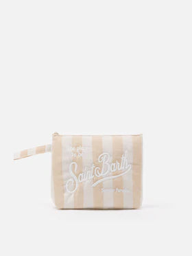 MC2 SAINT BARTH Pochette Aline soft in cotone lino con stampa a righe