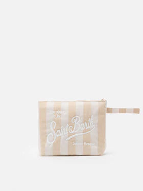 MC2 SAINT BARTH Pochette Aline soft in cotone lino con stampa a righe