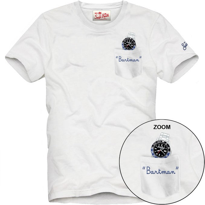 MC2 SAINT BARTH Tshirt in cotone Austin con ricamo e stampa