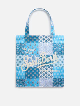 MC2 SAINT BARTH Borsa Essential in cotone floreale con logo Saint Barth