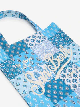 MC2 SAINT BARTH Borsa Essential in cotone floreale con logo Saint Barth