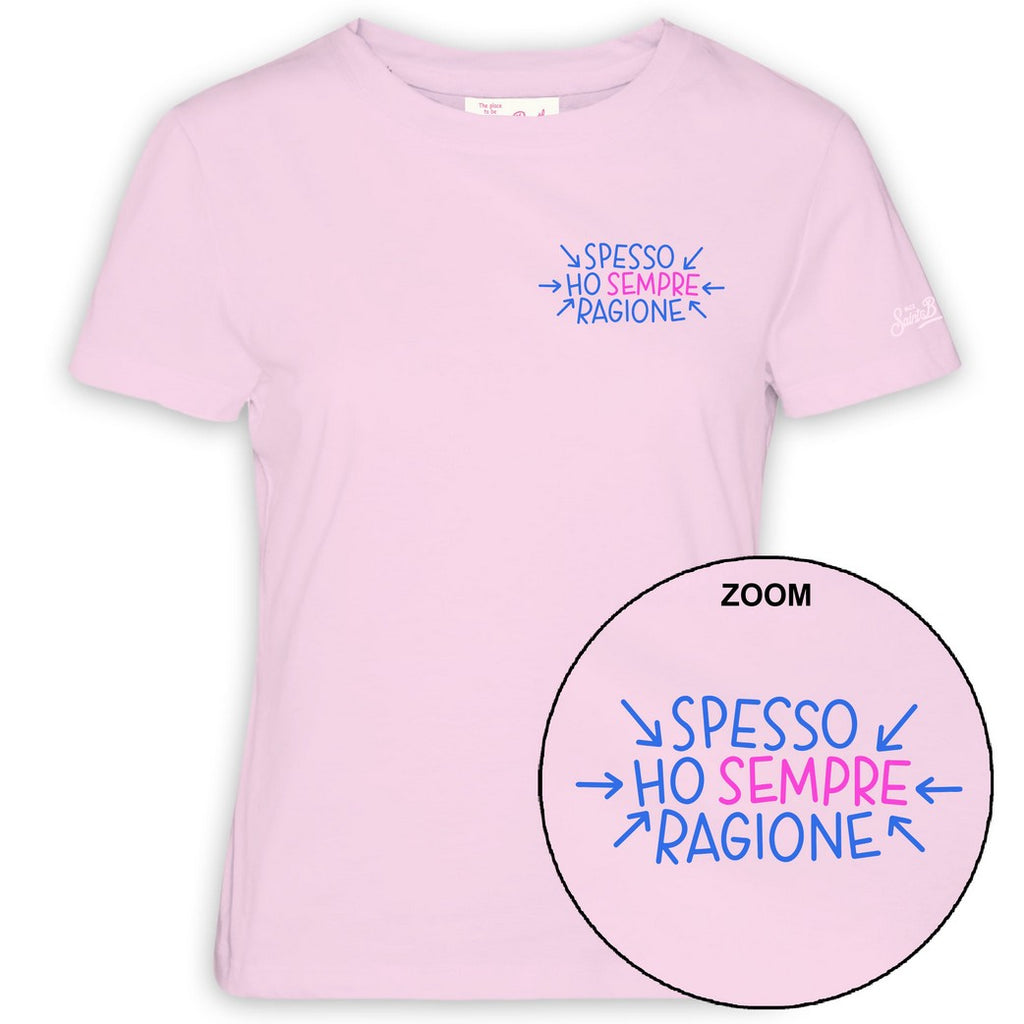 MC2 SAINT BARTH T-shirt girocollo in jersey di cotone da donna Emilie con ricamo