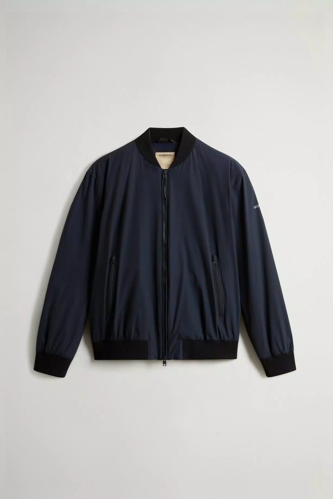 WOOLRICH Bomber in nylon elasticizzato con finitura opaca