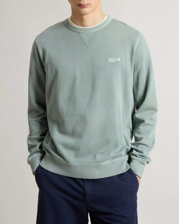 WOOLRICH Felpa girocollo in puro cotone leggero tinta in capo