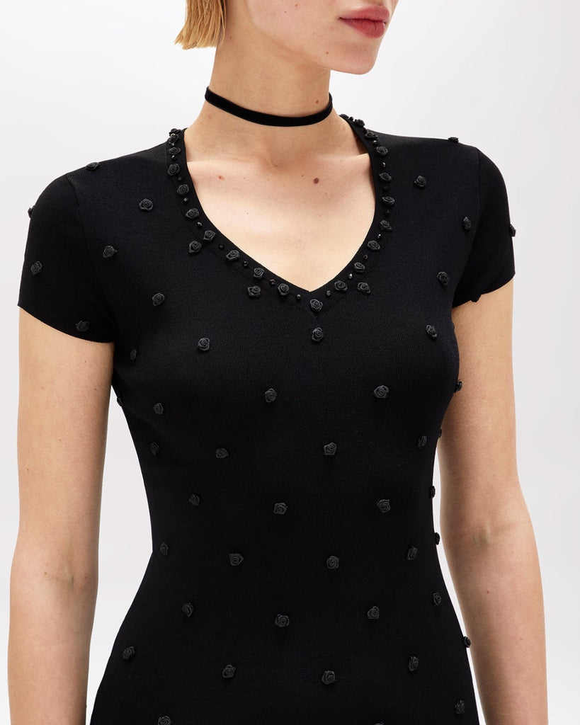 BLUGIRL Abito In Maglia Con Ricamo Rose E Corallini