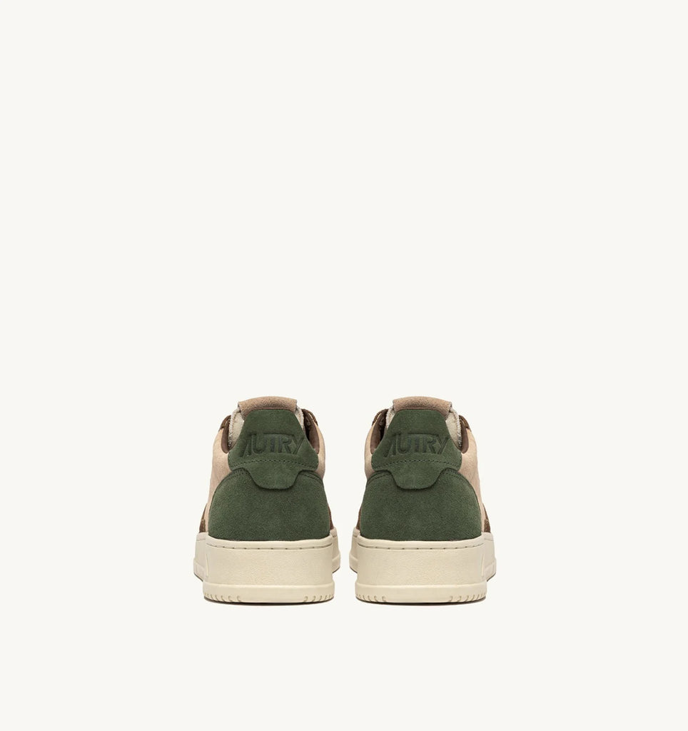 AUTRY Sneakers Medalist Low Tricolor in Suede Beige Marrone e Verde