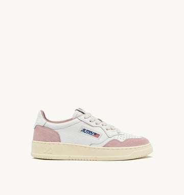 AUTRY Sneakers Medalist Low In Pelle e Suede Colore Bianco e Rosa