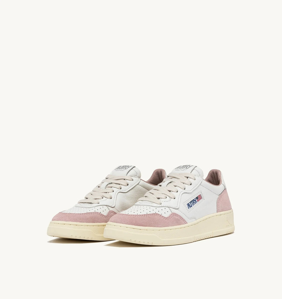 AUTRY Sneakers Medalist Low In Pelle e Suede Colore Bianco e Rosa