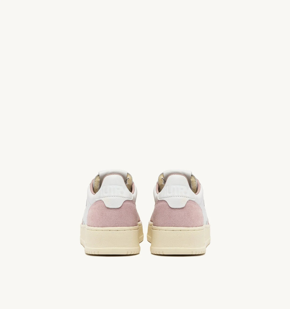 AUTRY Sneakers Medalist Low In Pelle e Suede Colore Bianco e Rosa
