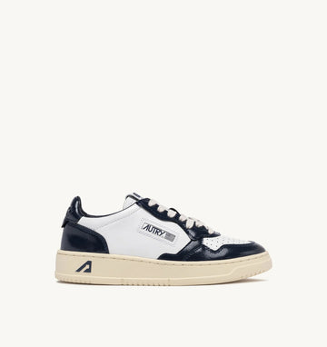 AUTRY Sneakers Medalist Low In Pelle Bianca e Blu notte