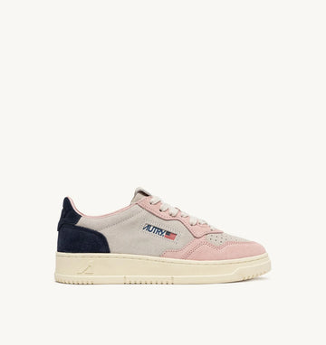 AUTRY Sneakers Medalist Low Tricolor In Suede colore Rosa e Blu