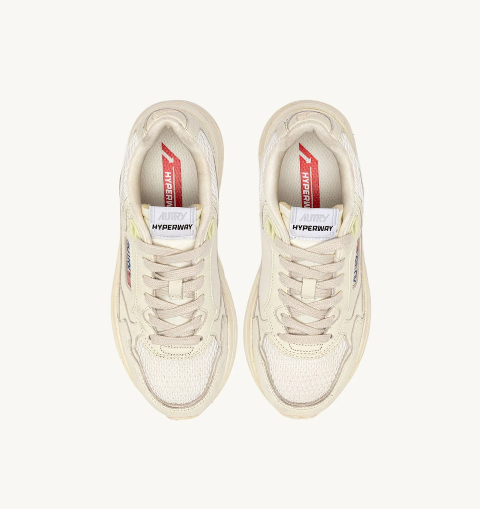 AUTRY Sneakers Hyperway in Mesh e Pelle Whisper White