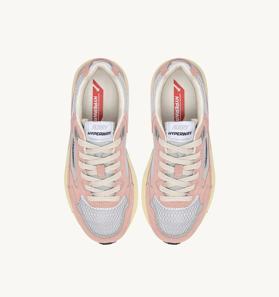 AUTRY Sneakers Hyperway in Mesh e Suede Rosa e Argento