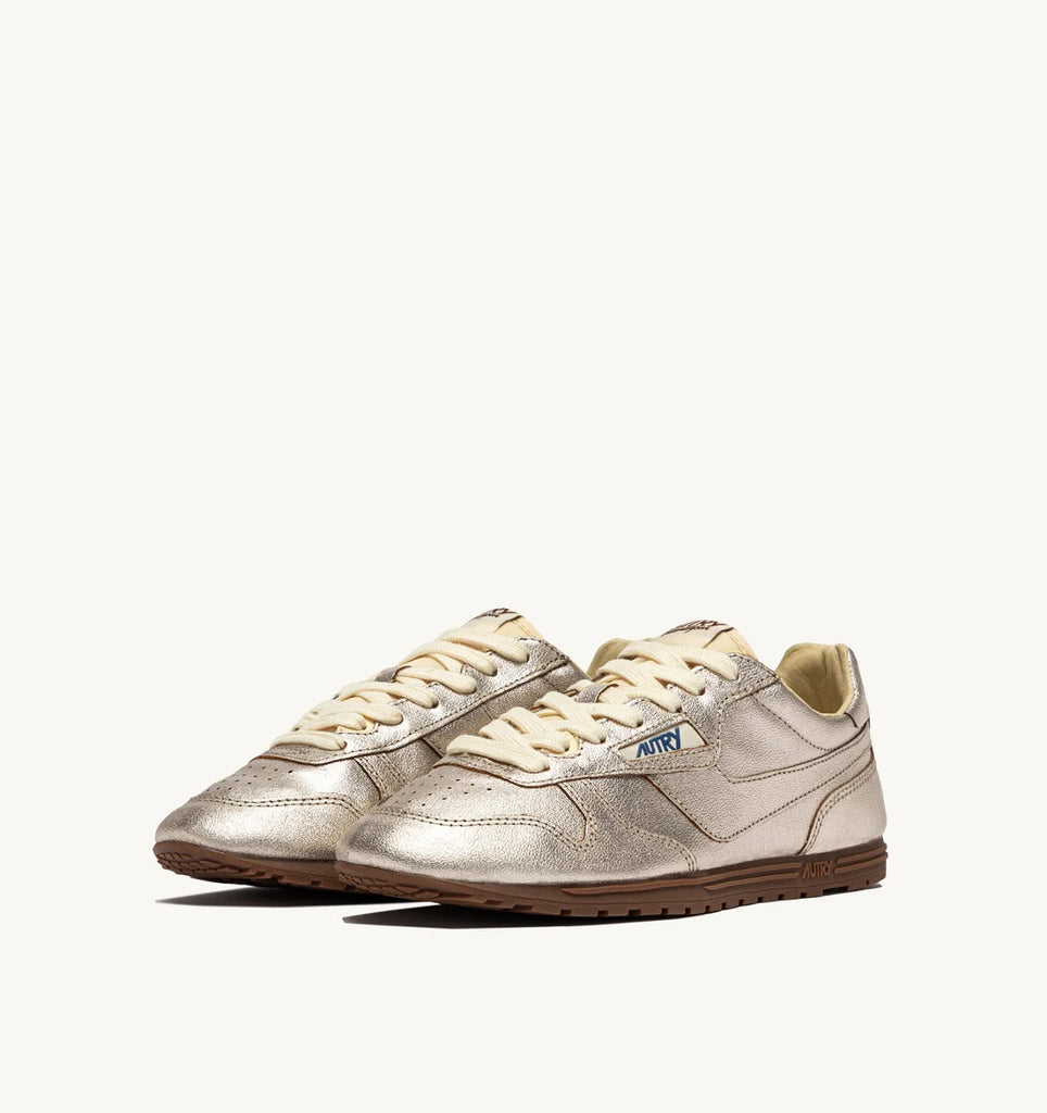 AUTRY Sneakers Windspin in Pelle laminata Platino