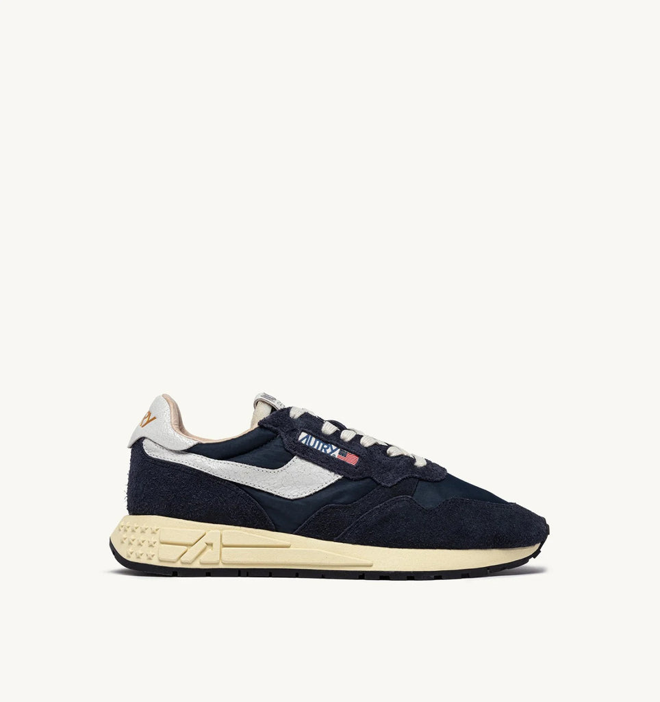 AUTRY Sneakers Reelwind Low in Nylon e Suede Beige e Bianca