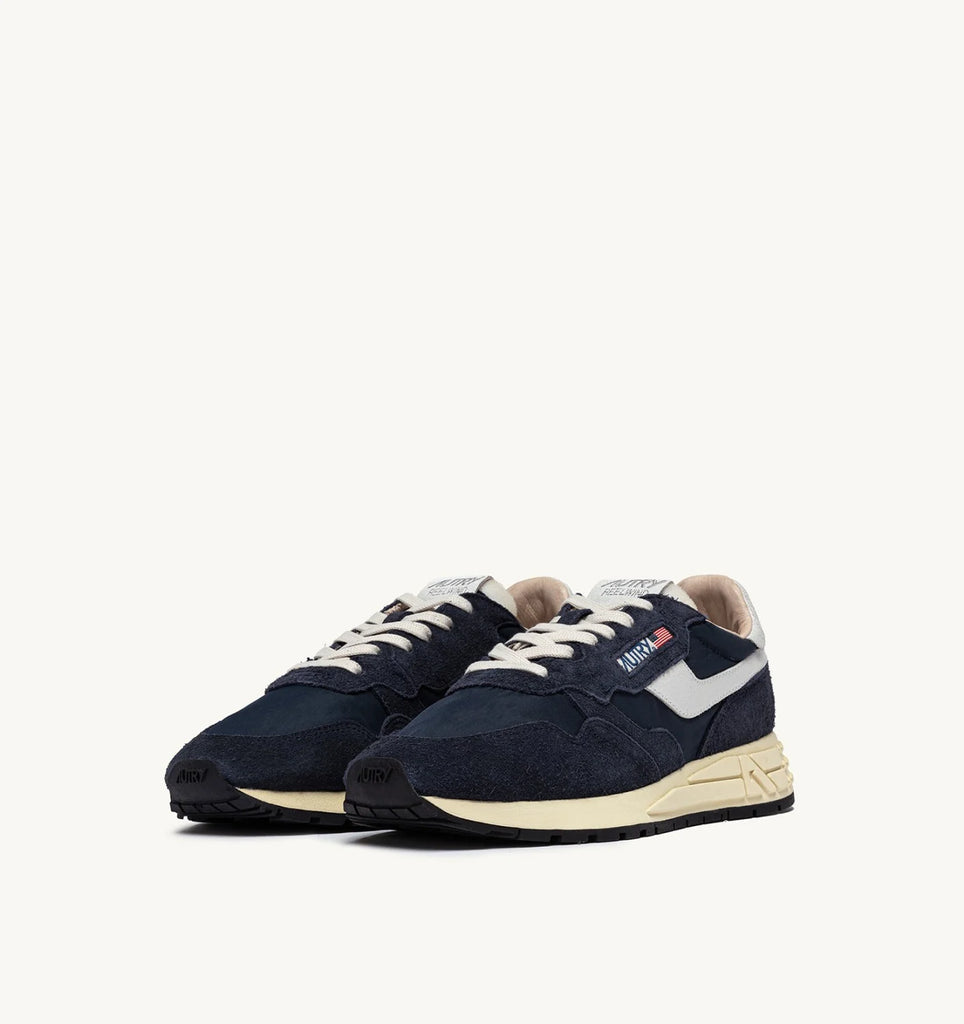 AUTRY Sneakers Reelwind Low in Nylon e Suede Beige e Bianca