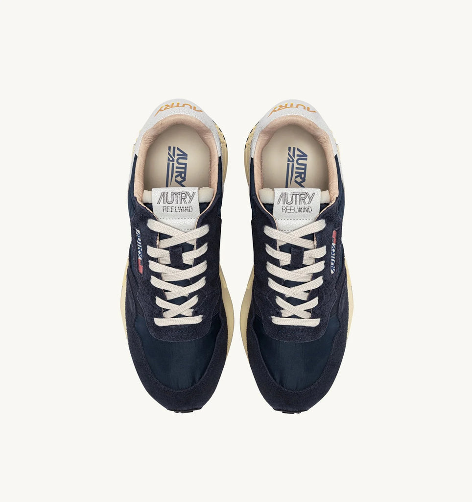 AUTRY Sneakers Reelwind Low in Nylon e Suede Beige e Bianca