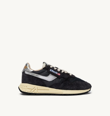 AUTRY Sneakers Reelwind Low in Nylon Suede e Pelle Nero e Argento