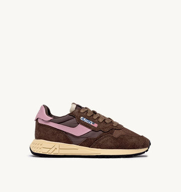 AUTRY Sneakers Reelwind Low in Nylon e Suede Marrone e Rosa