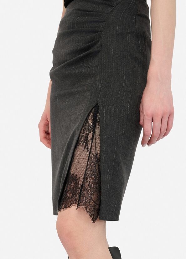 LIU JO Gonna gessata con pizzo