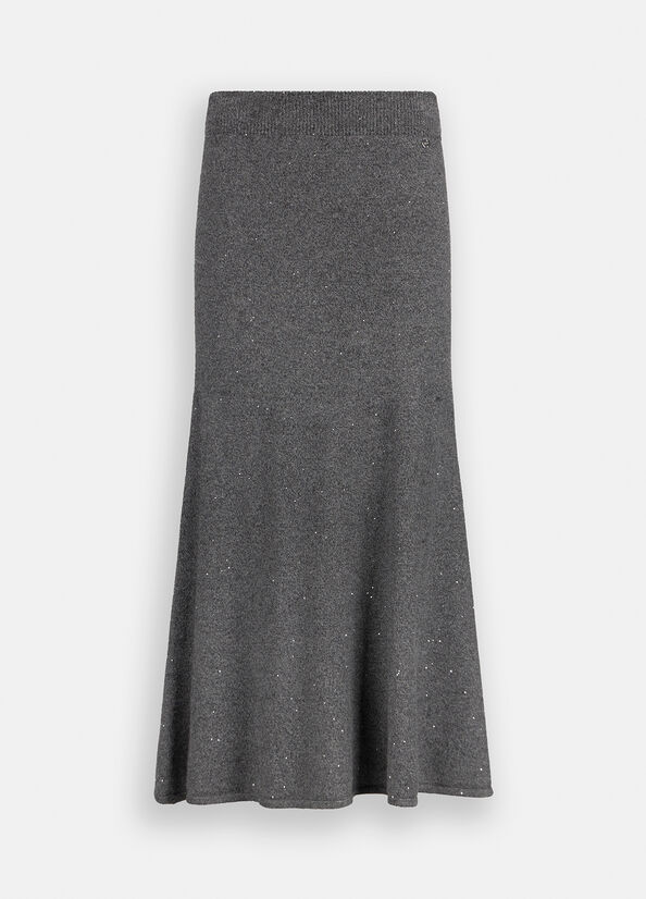 LIU JO Gonna midi in maglia con paillettes