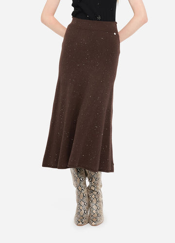 LIU JO Gonna midi in maglia con paillettes