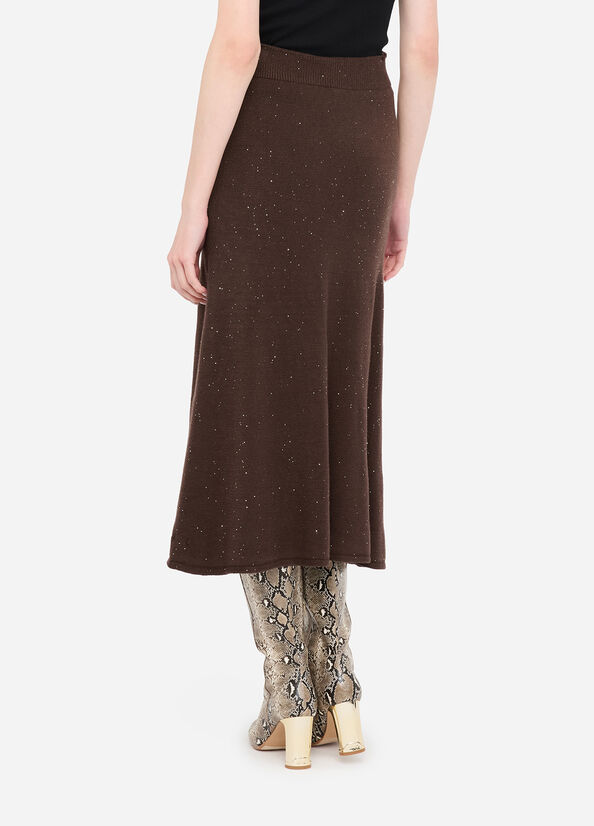 LIU JO Gonna midi in maglia con paillettes