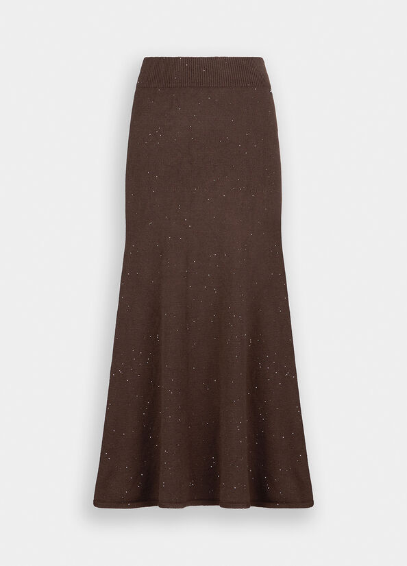 LIU JO Gonna midi in maglia con paillettes