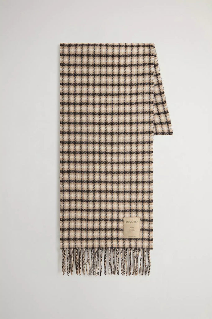 WOOLRICH Sciarpa in pura lana con motivo a quadri in jacquard