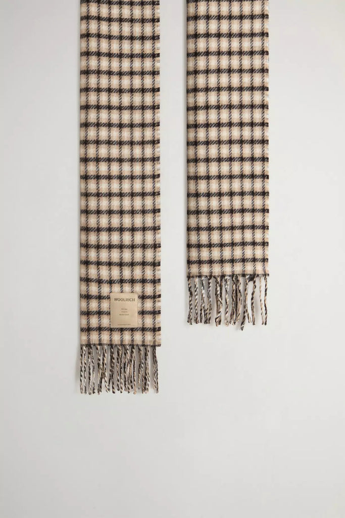 WOOLRICH Sciarpa in pura lana con motivo a quadri in jacquard