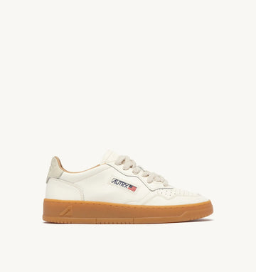 AUTRY Sneakers Medalist Low In Pelle soft e Nabuk Marshmallow