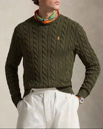 POLO RALPH LAUREN Maglia girocollo in cotone a trecce