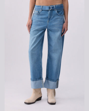 LIU JO Jeans cropped con risvolto e cinta