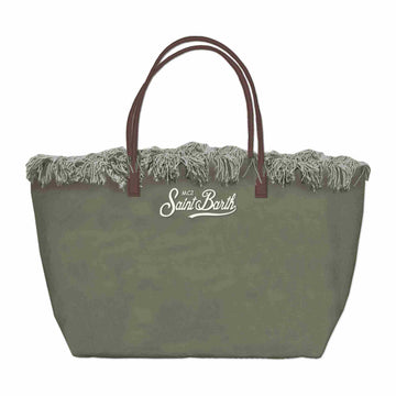 MC2 SAINT BARTH Borsa shopper City medium in canvas con frange